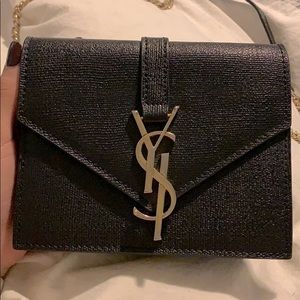 YSL black crossbody with gold metal